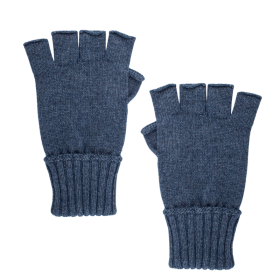 Gants sans doigt (mitaine) en laine et cachemire - Bleu corsaire | Doré Doré