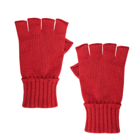 Gants sans doigt (mitaine) en laine et cachemire - Rouge Ponceau | Doré Doré