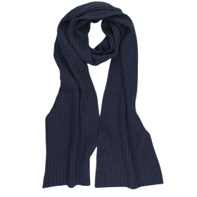 Echarpe en laine mérinos, soie et cachemire - Bleu foncé | Doré Doré