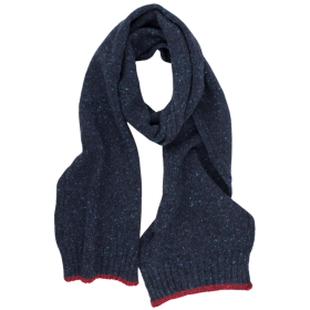 Écharpe unisexe en laine - Bleu marine foncé & rouge amarante | Doré Doré