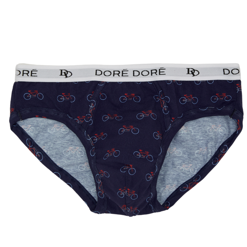 Slip homme en coton fantaisie bicyclettes - Bleu Voilier & Bleu Drapeau | Doré Doré