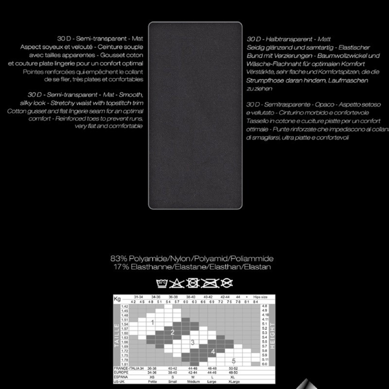 Collant microfibre Intensité 30 deniers semi opaque - Noir mat | Doré Doré