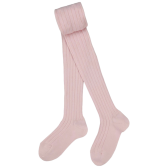 Collant enfant côtelé en coton doux - Rose | Doré Doré