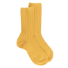 Chaussettes enfants côtelées en coton doux - Jaune moutarde