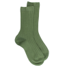 Chaussettes enfant côtelées en coton doux - Vert