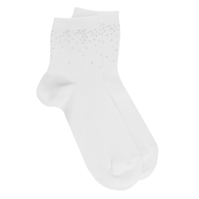 Socquettes en coton et strass - Blanc | Doré Doré