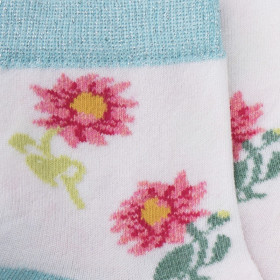 Chaussettes fille à fleurs de tournesol - Blanc et bleu | Doré Doré