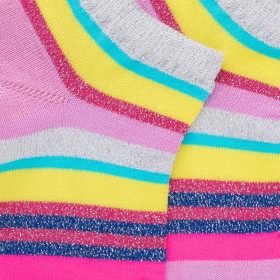 Socquettes fille en fil d'écosse - multicolore brillant fond rose | Doré Doré