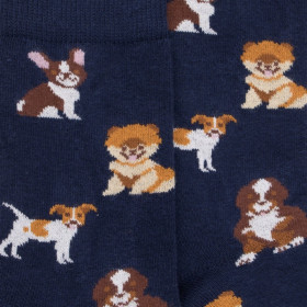 Chaussettes motifs petits chiens - Bleu | Doré Doré