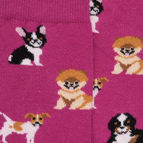 Chaussettes motifs petits chiens - Rose | Doré Doré
