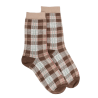 Chaussettes femme en coton à motif tartan effet brillant - Terre