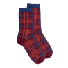 Chaussettes femme en coton à motif tartan effet brillant - Rouge amarante | Doré Doré