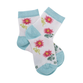 Chaussettes fille à fleurs de tournesol - Blanc et bleu | Doré Doré