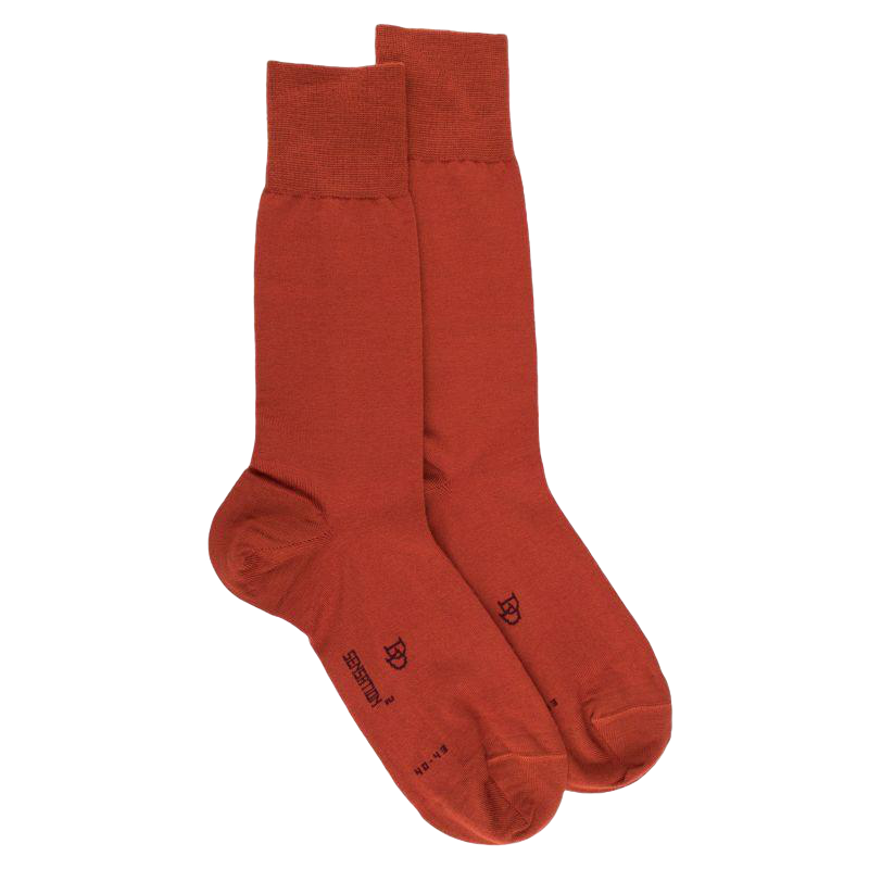 Chaussettes homme Sensation en laine mérinos & Coton égyptien - Brique | Doré Doré