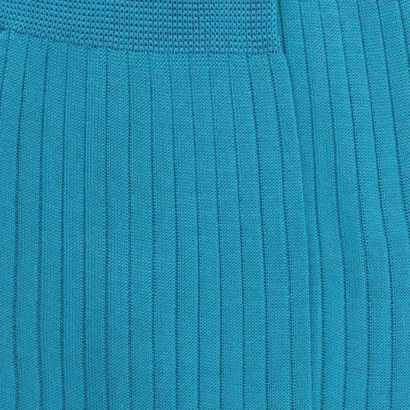 Chaussettes homme luxe en pur fil d'écosse extra fin - Bleu glacier | Doré Doré
