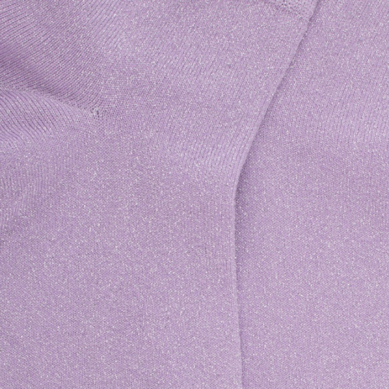Socquettes femme en coton avec effet brillant - Violet Crocus | Doré Doré