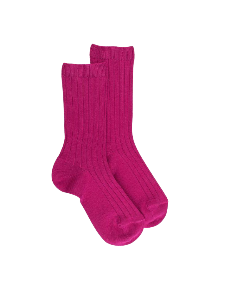 doré doré Chaussettes enfants côtelées en coton doux - Framboise
