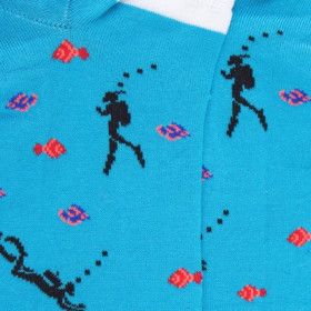 Socquettes homme en coton sur le thème marin - Bleu | Doré Doré