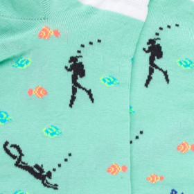 Socquettes homme en coton sur le thème marin - Vert | Doré Doré
