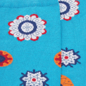 Chaussettes homme motif mandala - Bleu ciel | Doré Doré
