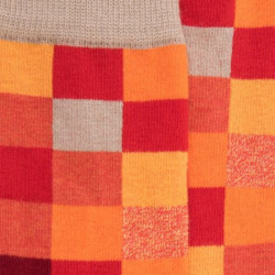 Chaussettes Echiquier multicolore en coton doux - Orange | Doré Doré