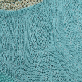 Socquettes femme ajourées en fil d'Écosse avec bord-côte contrasté effet brillant  - Vert Plantain | Doré Doré