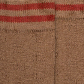 Mi-bas 2 bandes en laine et lettre D ajourée - Beige | Doré Doré
