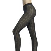 Collants en coton ajouré avec motifs chevron - Gris | Doré Doré