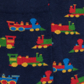 Chaussettes motifs de petits trains - Bleu | Doré Doré