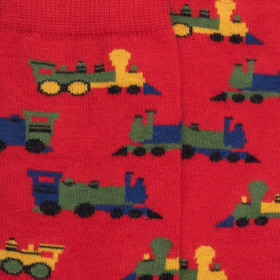 Chaussettes motifs de petits trains - Rouge | Doré Doré