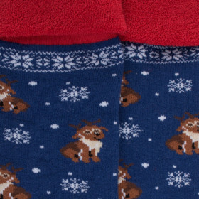 Chaussettes anti-dérapantes  fantaisie motifs chien et neige | Doré Doré