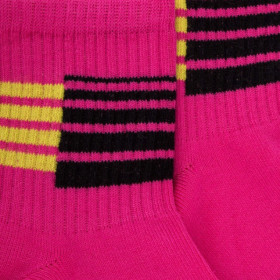 Socquettes femme en coton à motifs rayures sportives - Rose | Doré Doré