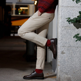 Chaussettes homme à côtes en laine - Rouge pommard | Doré Doré