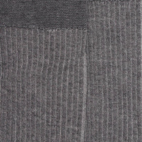 Chaussettes homme à côtes bicolores en fil d'Écosse - Gris Bourrasque & Blanc Givre | Doré Doré