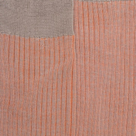 Chaussettes homme à côtes bicolores en fil d'Écosse - Gris & Oranger | Doré Doré