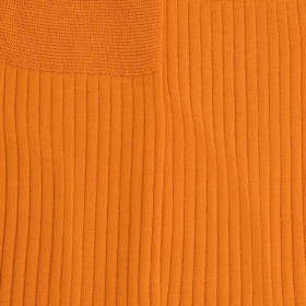 Chaussettes homme fines à côtes en fil d'Écosse - Mandarine | Doré Doré