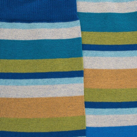 Chaussettes homme à rayures en fil d'Écosse - Bleu & Bleu Croisette | Doré Doré
