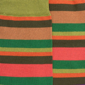 Chaussettes homme à rayures en fil d'Écosse - Vert Absinthe & Abricot | Doré Doré