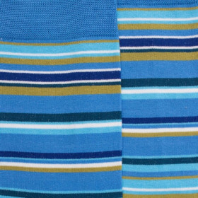Chaussettes homme à rayures en fil d'Écosse - Bleu Bassin & Vert Absinthe | Doré Doré