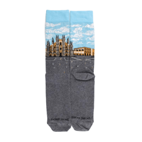 Chaussettes homme oxford en coton avec paysage milanais | Doré Doré