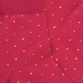 Socquettes femme en fil d'Écosse à pois multicolores - Rouge Cerise | Doré Doré