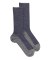 Chaussettes homme en laine sans bord élastique à motif géométrique - Gris bourrasque & bleu caban