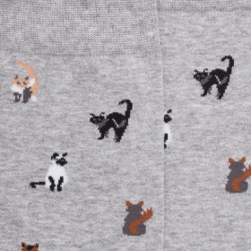 Chaussettes homme en coton à motifs chats - Gris Rocheux | Doré Doré
