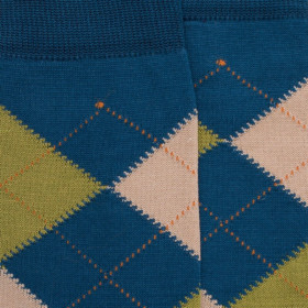 Chaussettes homme en coton à motifs intarsia - Bleu | Doré Doré