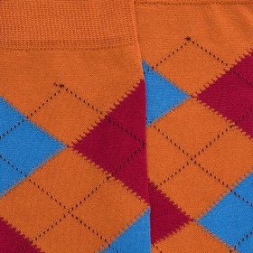 Chaussettes homme en coton à motifs intarsia - Orange cognac | Doré Doré