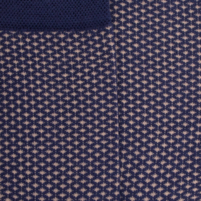 Chaussettes enfant en laine à motif micro treillis - Bleu Caban | Doré Doré