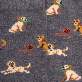 Chaussettes enfant en coton à motif chiens et chats - Gris oxford | Doré Doré