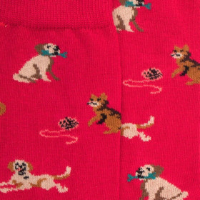 Chaussettes enfant en coton à motif chiens et chats - Rouget | Doré Doré