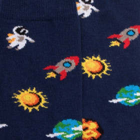 Chaussettes enfant en coton à motif univers - Bleu Voilier | Doré Doré