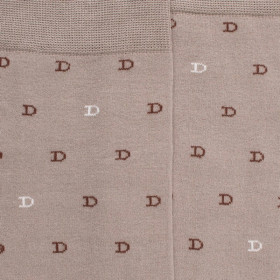 Chaussettes hommes en fil d'Ecosse avec petit motif D en deux couleurs - Gris | Doré Doré